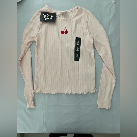 Art Class girls long sleeve shirt embroidered cherries light pink size M(8) NWT - Picture 1 of 4
